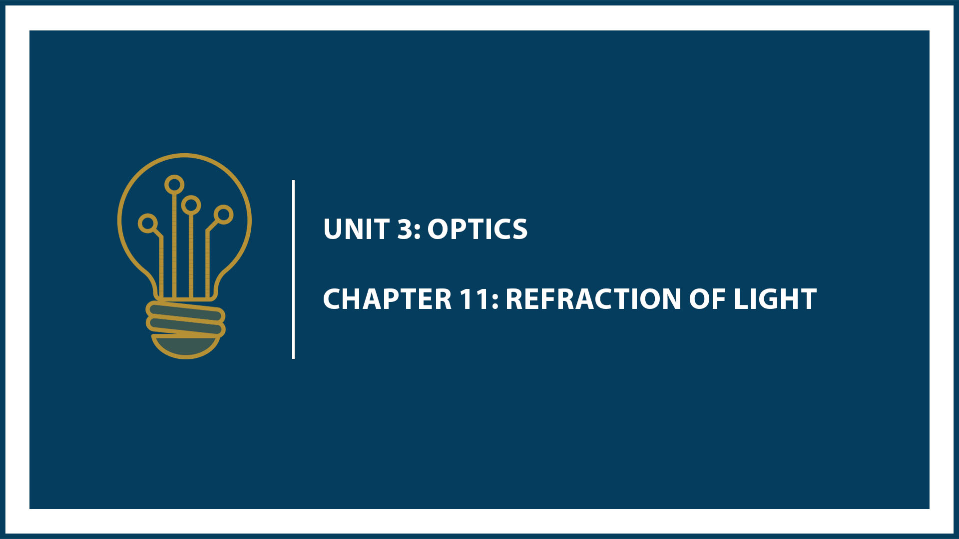 Unit Three: Chapter 11: Refraction of Light